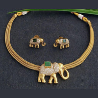 JCM Gold Plated Austrian Stone Elephant Shape Necklace Set
