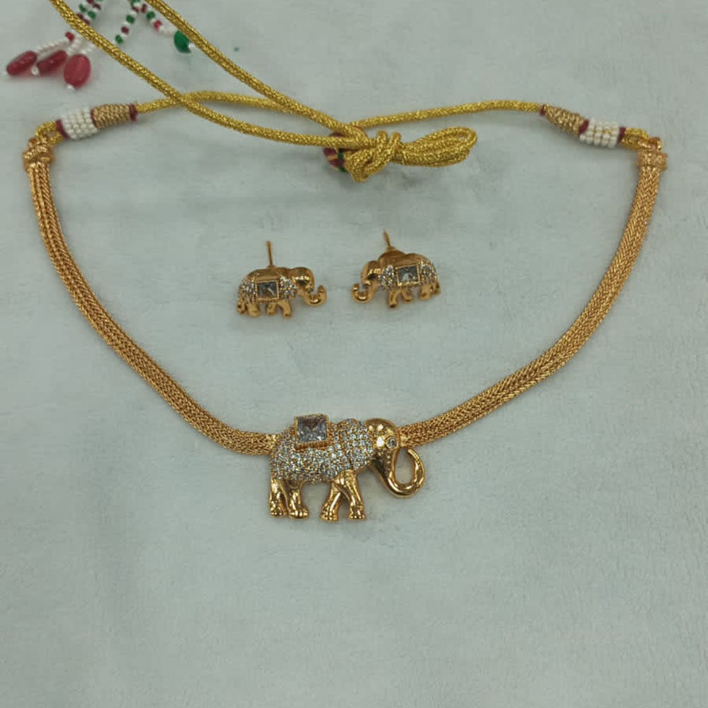 JCM Gold Plated Austrian Stone Elephant Shape Necklace Set