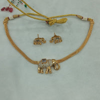 JCM Gold Plated Austrian Stone Elephant Shape Necklace Set
