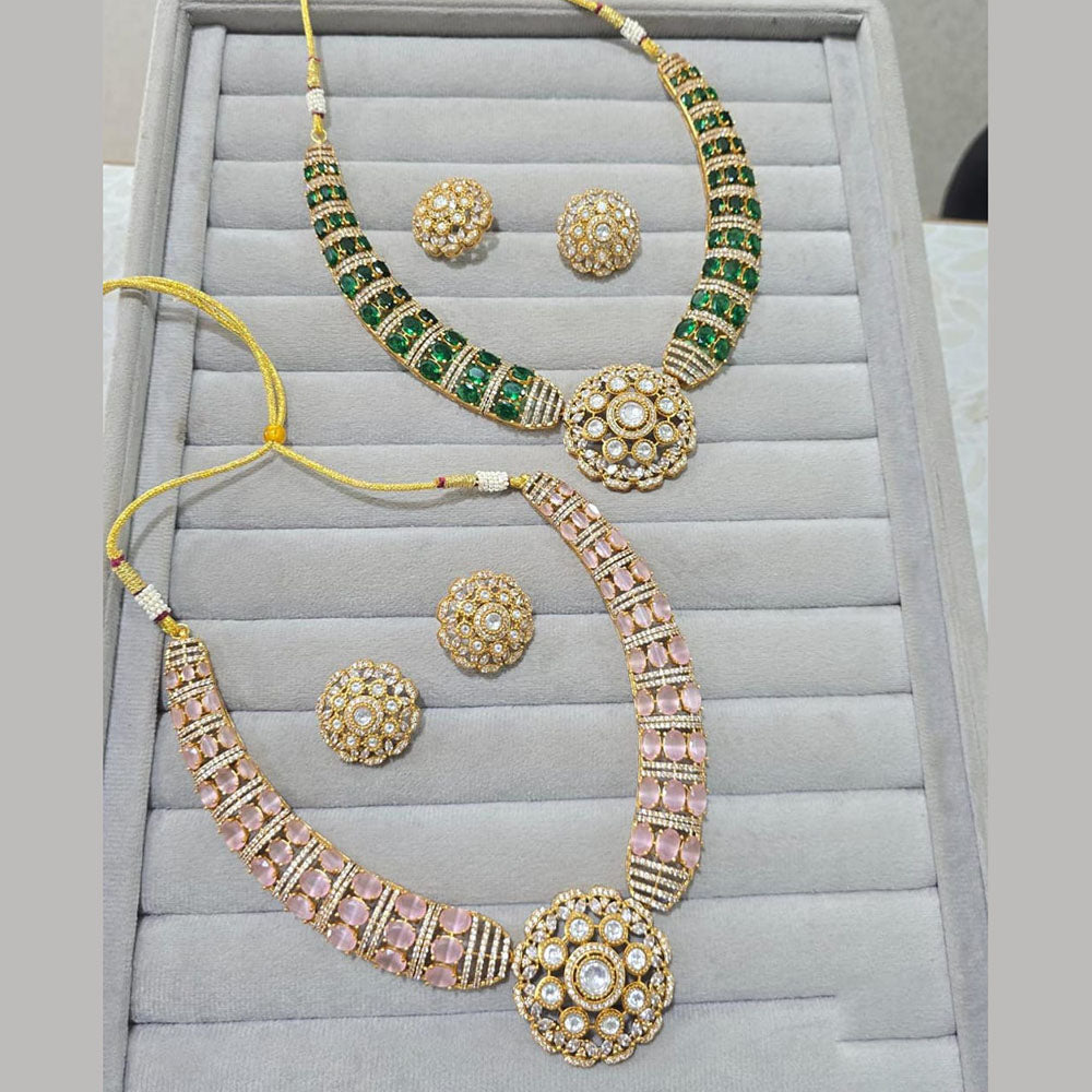 JCM Gold Plated American Diamonds Necklace Set