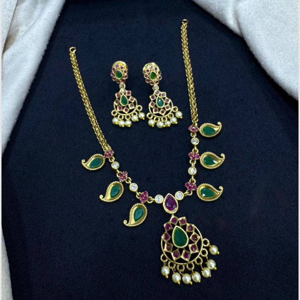 JCM Designer Pota Stones and Pearls Graceful Ethnic Necklace Set