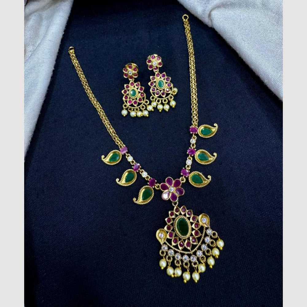 JCM Designer Pota Stones and Pearls Graceful Ethnic Necklace Set