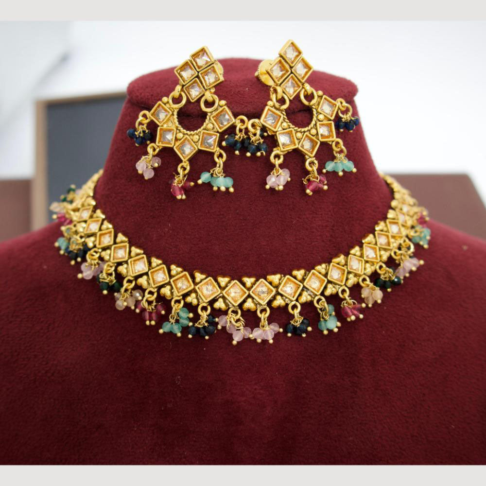 JCM Classic Crystal Stone And Pearls Royal Look Necklace Set