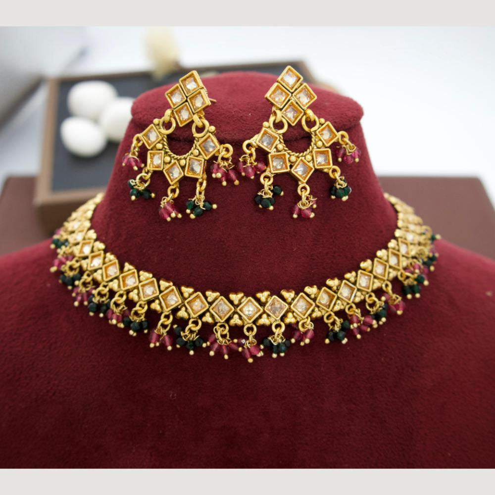 JCM Classic Crystal Stone And Pearls Royal Look Necklace Set