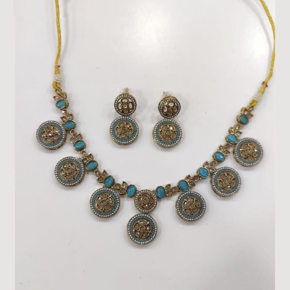 JCM Classic Crystal Stone And Pearls Royal Look Necklace Set