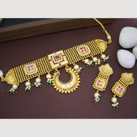 JCM Elegant Pota Stone And Pearl Glamorous Choker Necklace Set 