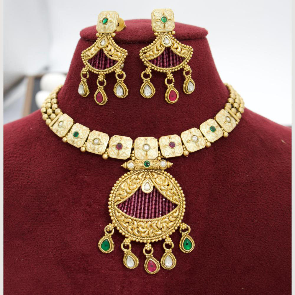 JCM Elegant Pota Stone And Pearl Glamorous Necklace Set