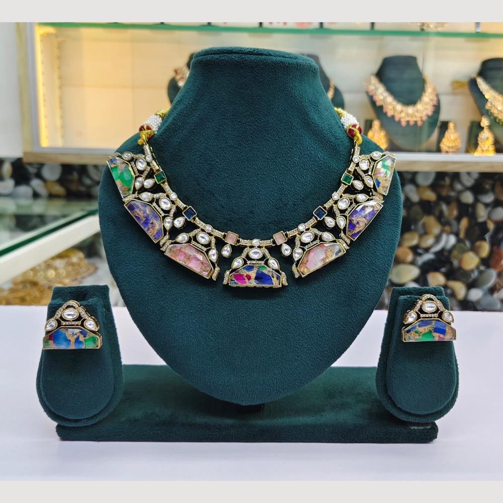 JCM Fusion Kundan and Colorful Resin Stones Perfect for Festive Necklace Set