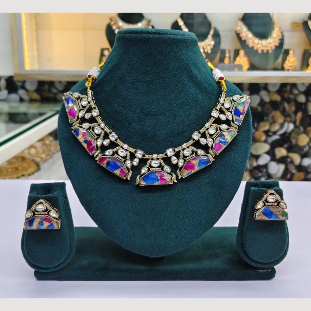 JCM Fusion Kundan and Colorful Resin Stones Perfect for Festive Necklace Set