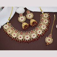 JCM Classic Crystal Stone And Pearls Royal Look Necklace Set