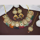 JCM Classic Crystal Stone And Pearls Royal Look Necklace Set