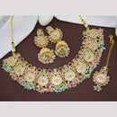 JCM Classic Crystal Stone And Pearls Royal Look Necklace Set