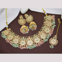 JCM Classic Crystal Stone And Pearls Royal Look Necklace Set