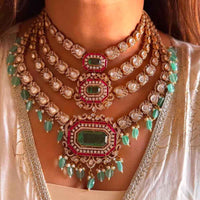 JCM Polki Kundan And Beads Necklace 