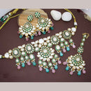 JCM Polki Kundan Stone And Beads Meenakari Choker Necklace Set