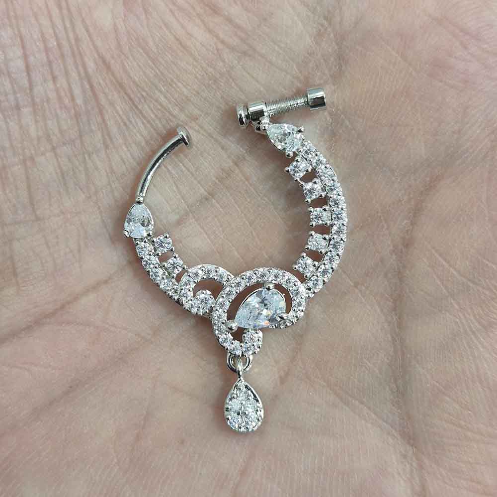 JCM Rhodium Austrian Stone Nose Ring