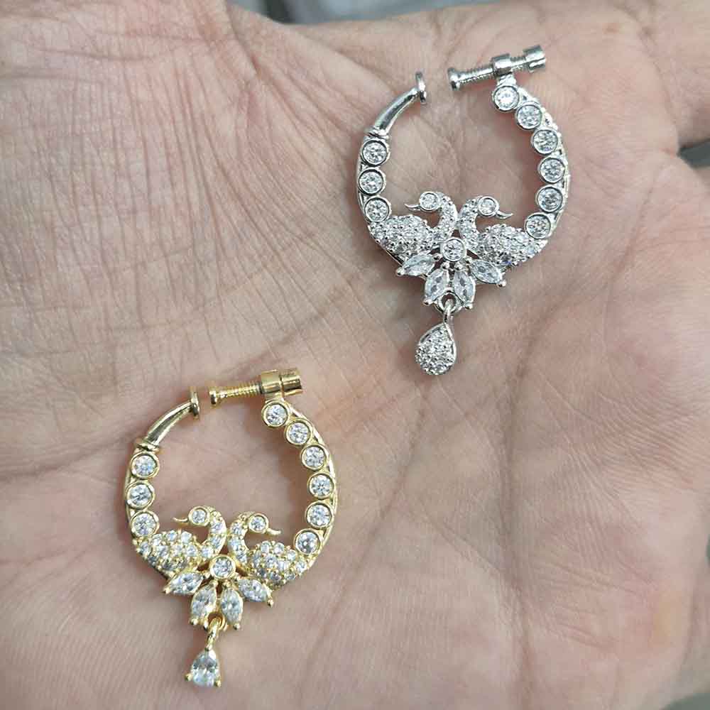 JCM Rhodium Austrian Stone Nose Ring