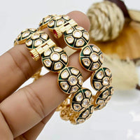 JCM Polki Kundan Stone Openable Bangles Set