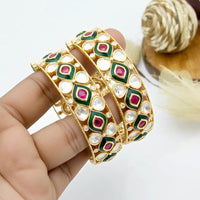 JCM Polki Kundan Stone Openable Bangles Set