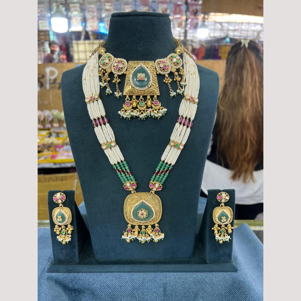 JCM Pota Stone And Pearl Double Necklace Set