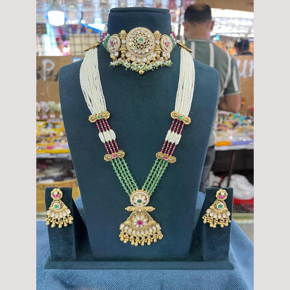 JCM Pota Stone And Pearl Double Necklace Set