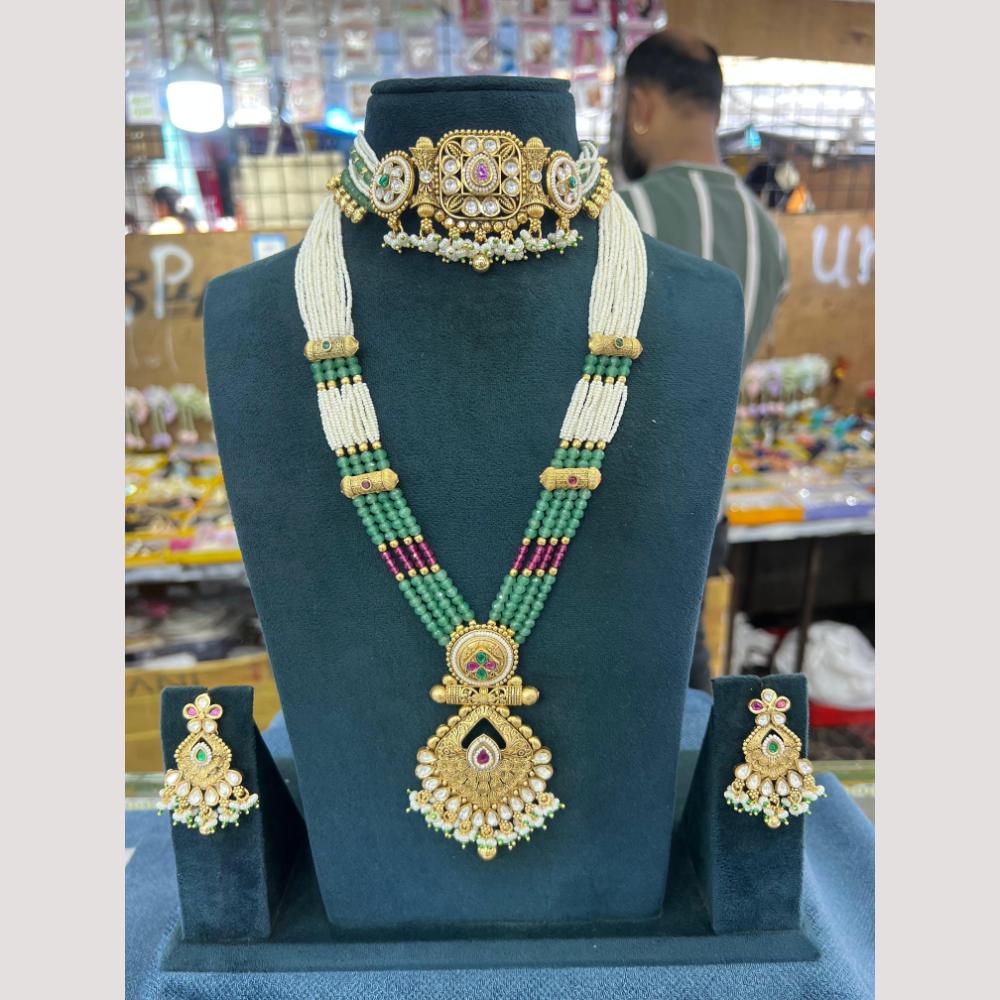JCM Pota Stone And Pearl Double Necklace Set
