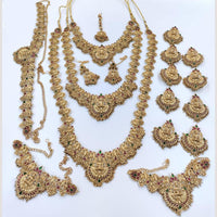 JCM Premium Pota Stone Temple Bridal Jewellery Set