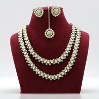JCM Kundan Stone Double Layer Necklace Set