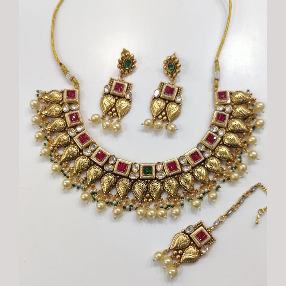 JCM Kundan And Pearl Necklace Set