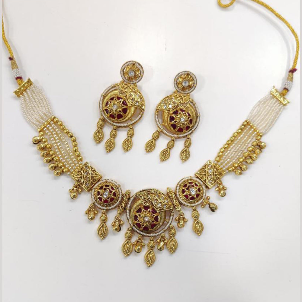 JCM Kundan And Pearl Necklace Set