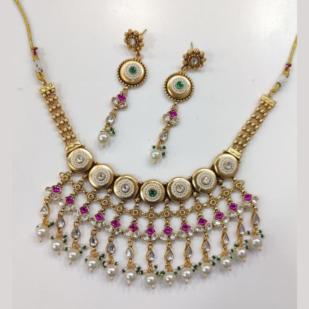 JCM Kundan And Pearl Necklace Set