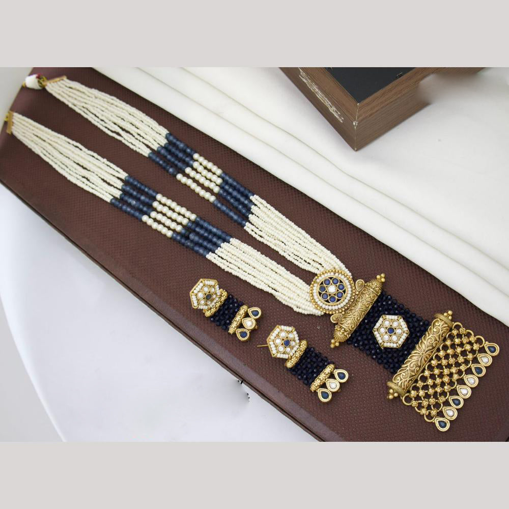 JCM Kundan And Pearl Long Necklace Set