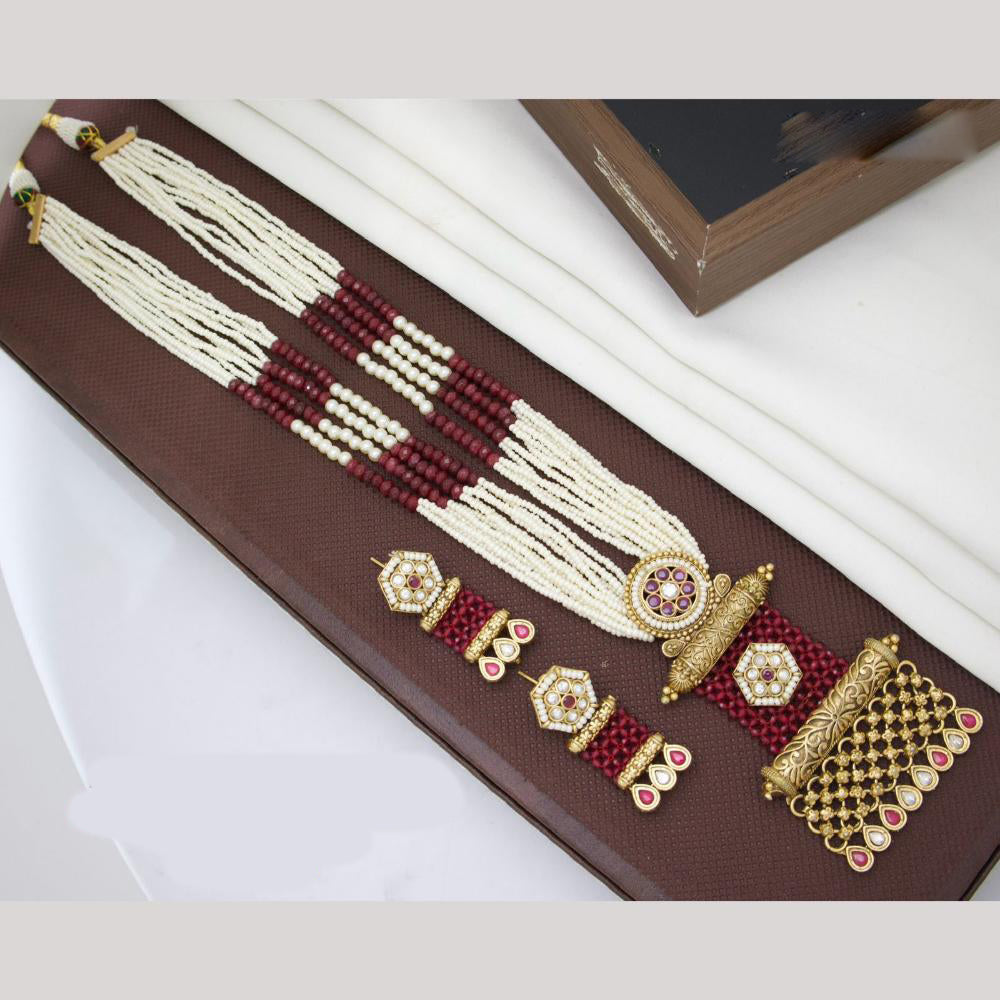 JCM Kundan And Pearl Long Necklace Set