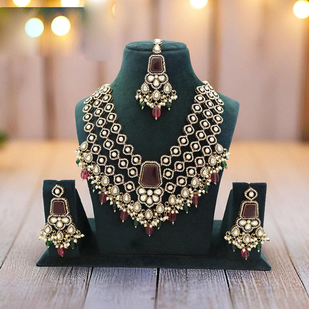 JCM Kundan Pearl And Beads Necklace Set