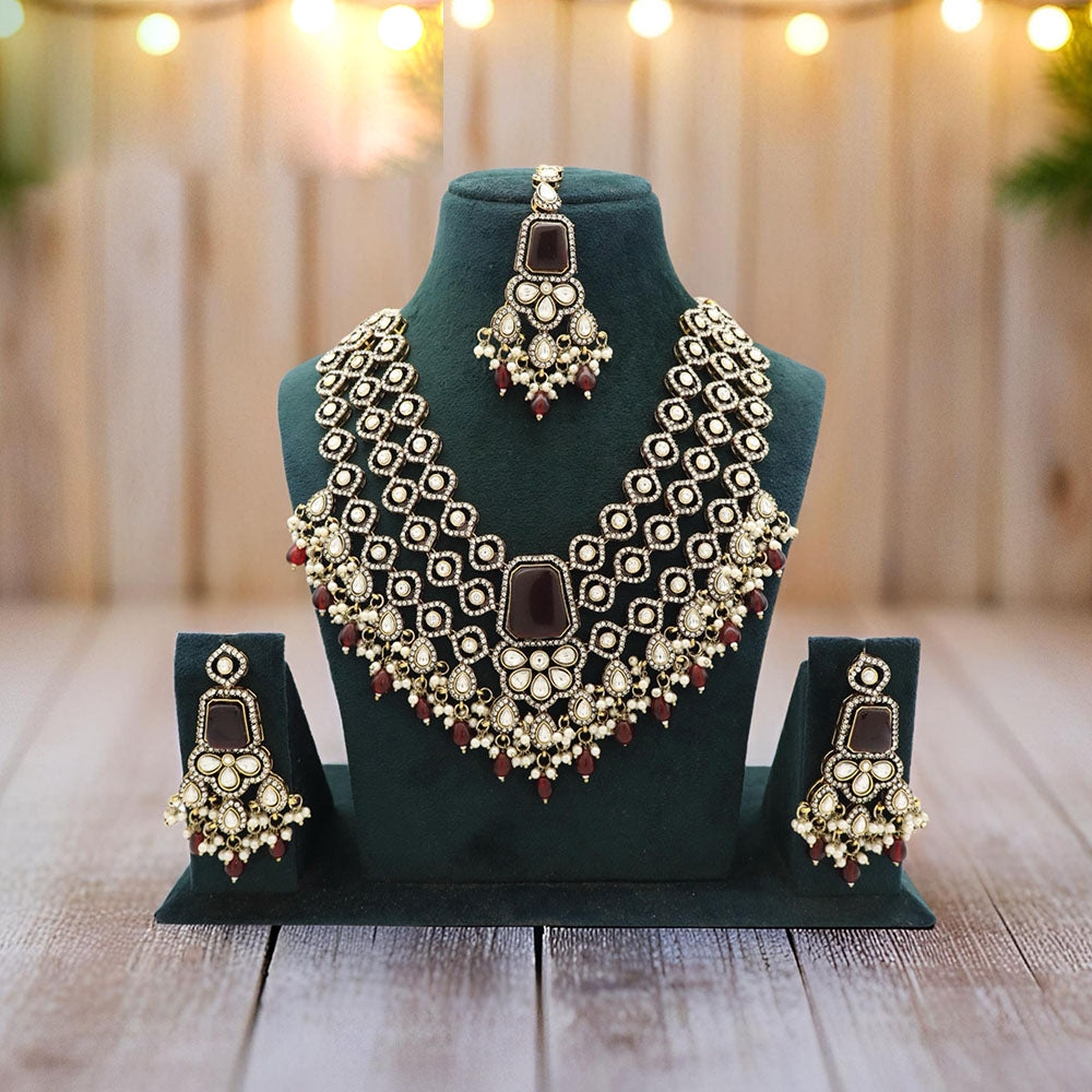 JCM Kundan Pearl And Beads Necklace Set