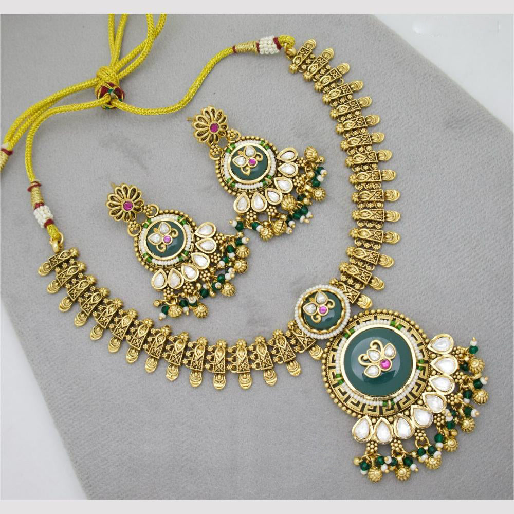 JCM Pota Stone Necklace Set With Floral Design Traditional Jewelry