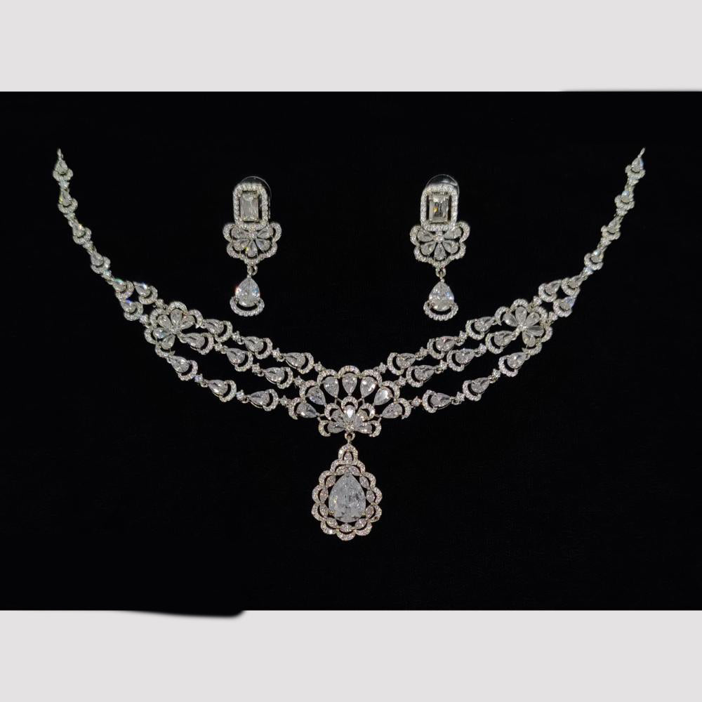 JCM Stylish American Diamond Necklace Set – Modern Jewelry with Classic Shine
