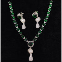 JCM Color-Accent American Diamond Necklace Set – Vibrant & Stylish