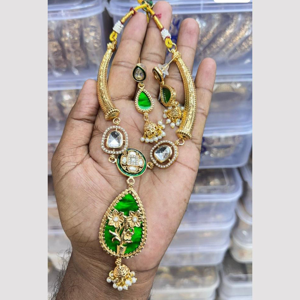 JCM Crystal with Minakari Necklace Set – Elegant Fusion of Sparkle & Color
