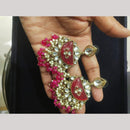 JCM Traditional Gold Royal Plated Kundan Pearl And Beads Dangler Earrings