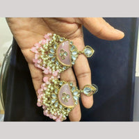 JCM Traditional Gold Royal Plated Kundan Pearl And Beads Dangler Earrings