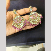 JCM Traditional Gold Royal Plated Kundan Pearl And Beads Dangler Earrings
