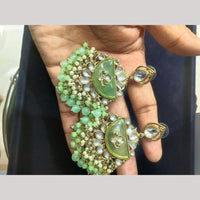 JCM Traditional Gold Royal Plated Kundan Pearl And Beads Dangler Earrings