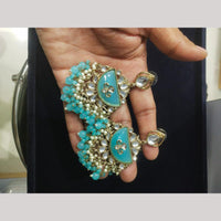 JCM Traditional Gold Royal Plated Kundan Pearl And Beads Dangler Earrings