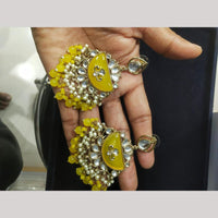 JCM Traditional Gold Royal Plated Kundan Pearl And Beads Dangler Earrings