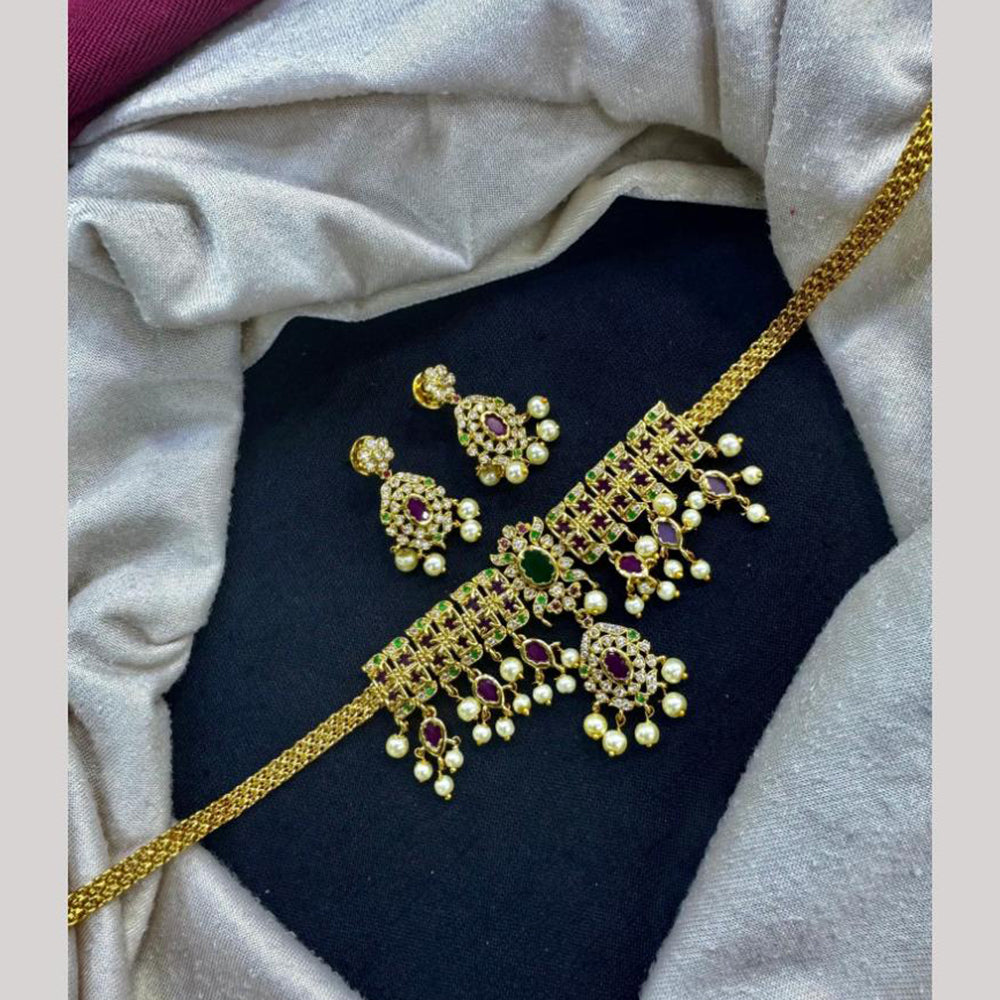 Jcm Elegant Sparkle Austrian Stone Pearls And Beads Necklace Set