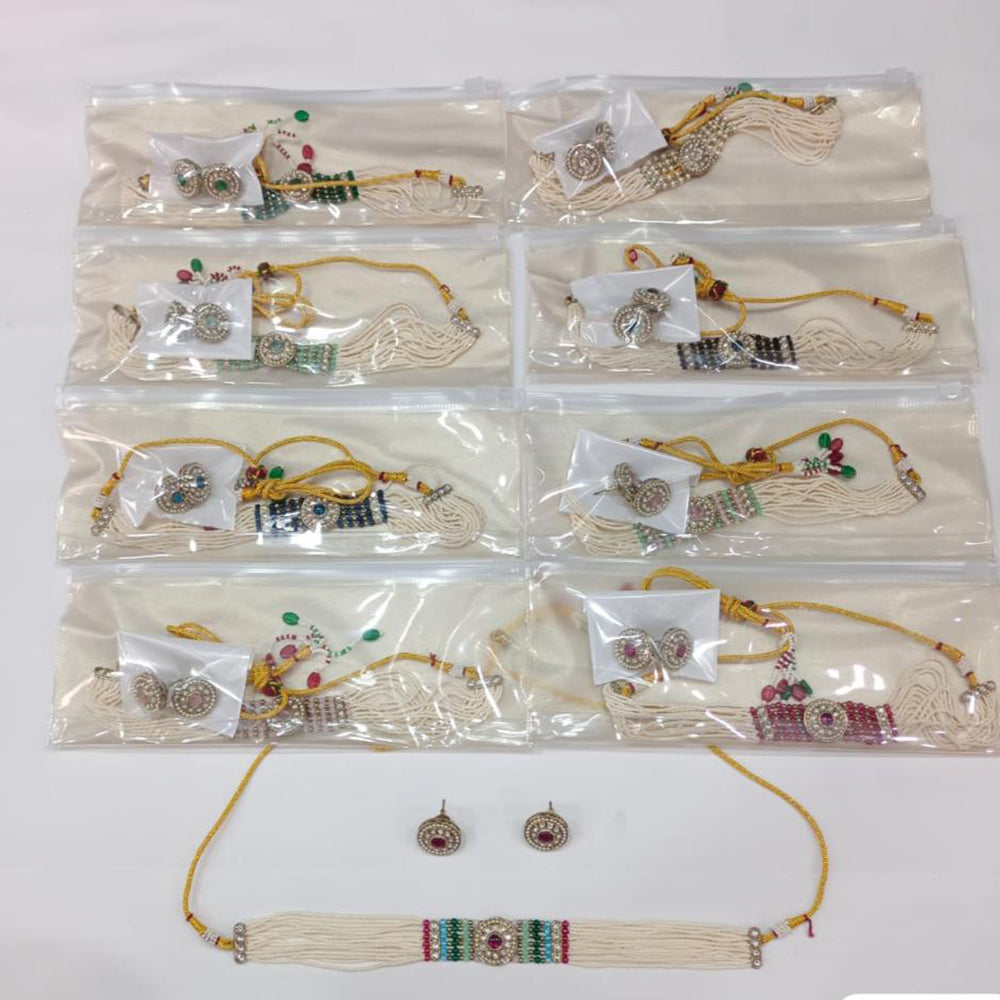 JCM Ethnic Necklace with Pota Stones & Pearls – Party & Festive Wear Jewelry