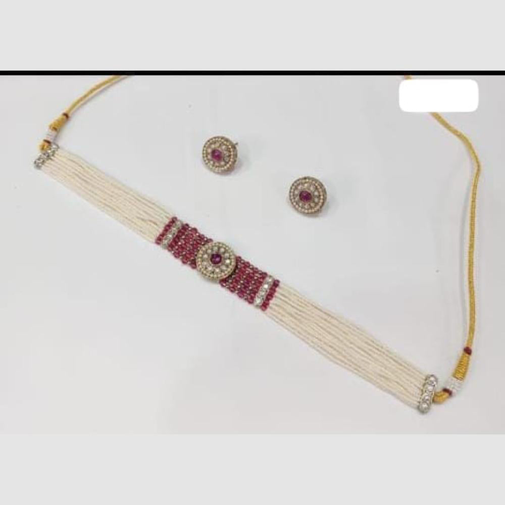 JCM Ethnic Necklace with Pota Stones & Pearls – Party & Festive Wear Jewelry