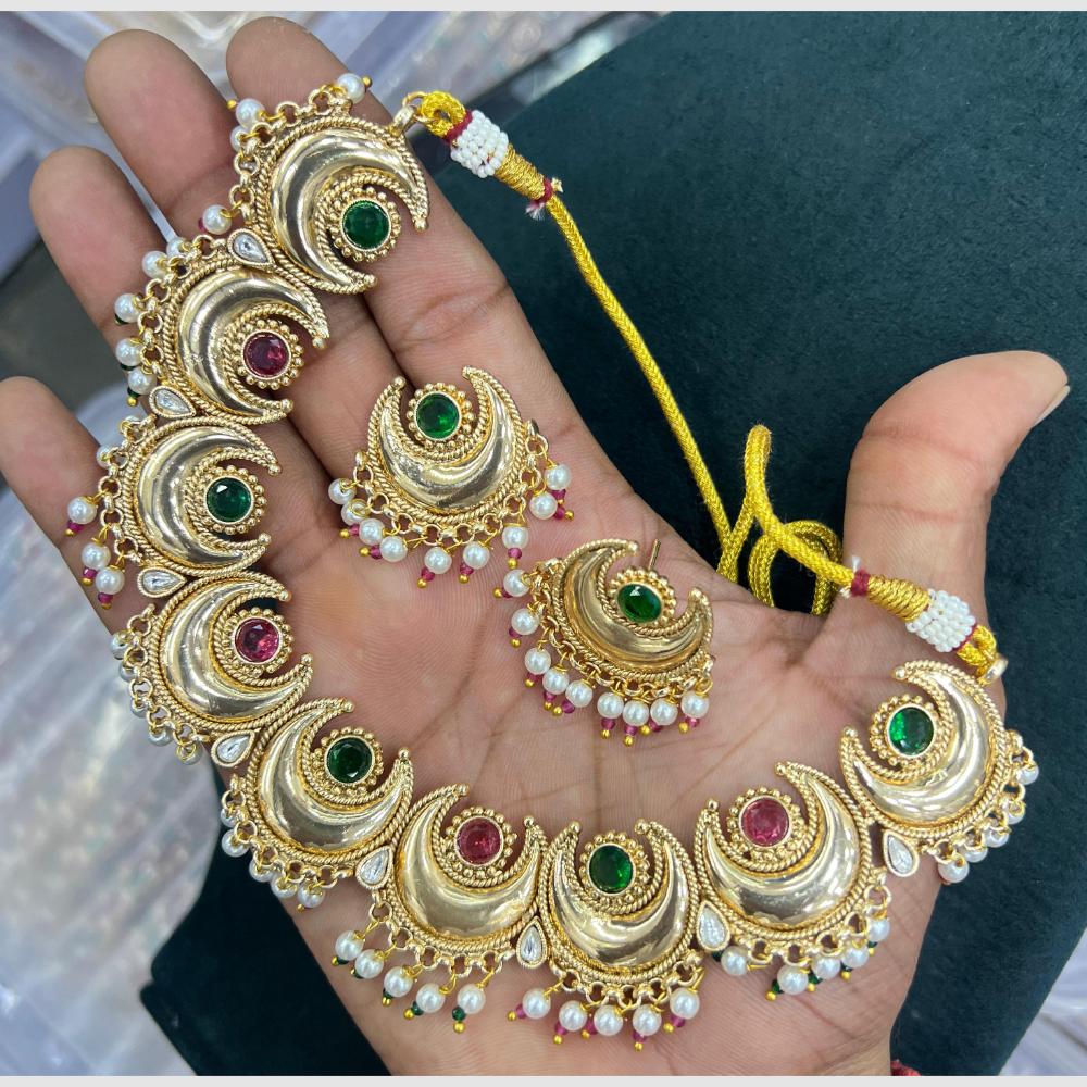 JCM Designer Pota Stone Necklace – Elegant Indian Jewelry Set