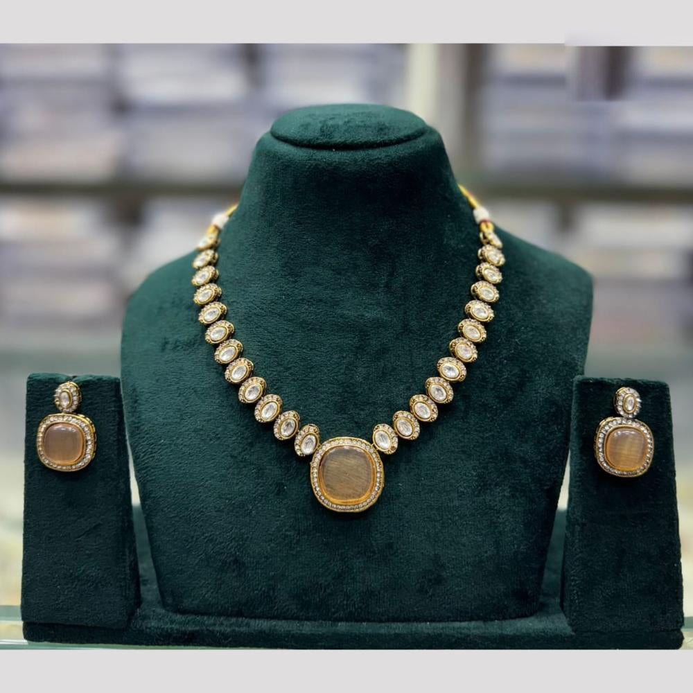 JCM Blush of Royalty Crystal and Kundan Stone Necklace Set